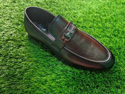 Men’s Brown Formal Loafers – Premium Slip-On Shoes with Elegant Buckle Accent